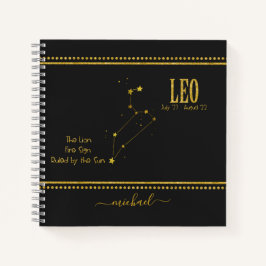 Leo Lion Star Zodiac Sign Notebook Notizblock
