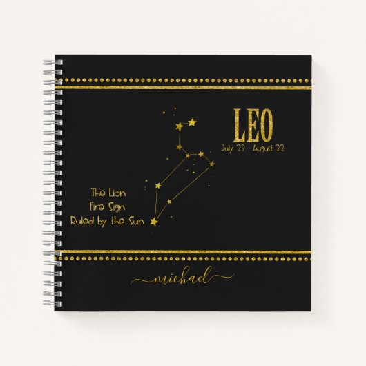 Leo Lion Star Zodiac Sign Notebook Notizblock (Vorderseite)