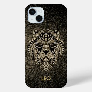 Leo Lion über Leder und Gold Case-Mate iPhone Hülle