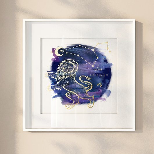 Leo Lion Zeichen des Zodiac Custom Geburtsdatum Foliendrucke