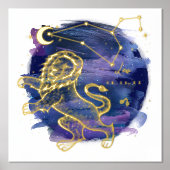 Leo Lion Zeichen des Zodiac Custom Geburtsdatum Foliendrucke (Vorderseite)