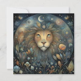 Leo Lion Zodiac Astrology Mystical Birthday Karte