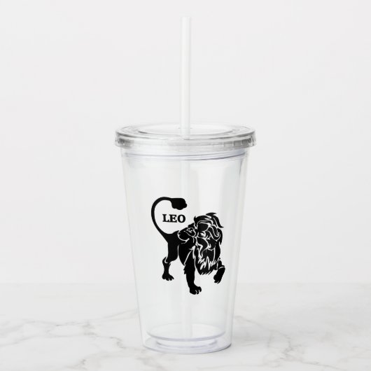 Leo Lion Zodiac Black Acryltrinkbecher (Vorderseite)