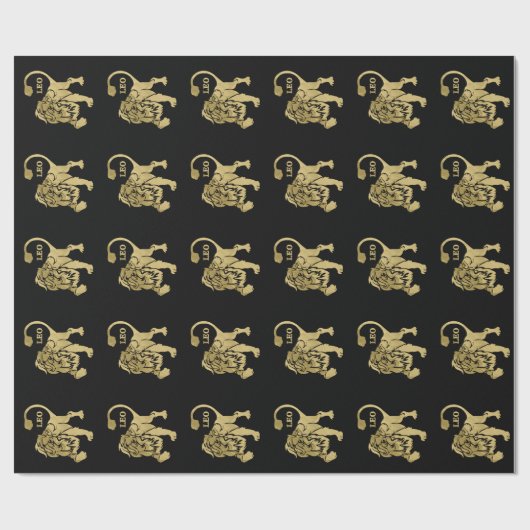 Leo Lion Zodiac Black Geschenkpapier (Flach)