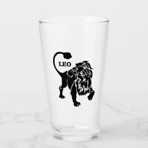 Leo Lion Zodiac Black Glas