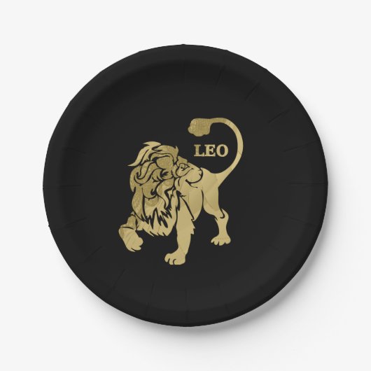 Leo Lion Zodiac Black Pappteller (Vorderseite)