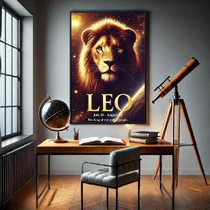 Leo Lion Zodiac Celestial Poster