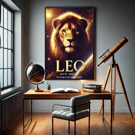 Leo Lion Zodiac Celestial Poster