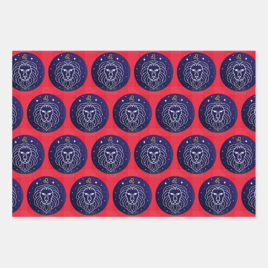 Leo Lion Zodiac Design Geschenkpapier Set (Vorderseite 3)