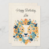 Leo Lion Zodiac Floral Geburtstagskarte (Vorne/Hinten)