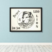 Leo Lion Zodiac Gerahmt Leinwanddruck (Insitu (Holzboden))