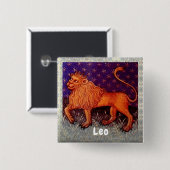 Leo Lion Zodiac Sign Horoscope Birthday Party Button (Vorne & Hinten)
