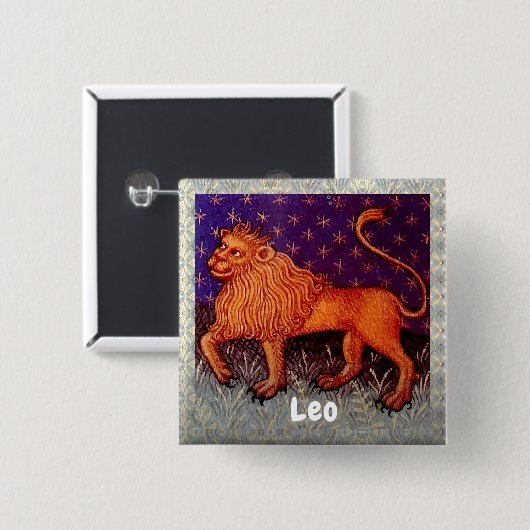 Leo Lion Zodiac Sign Horoscope Birthday Party Button (Vorne & Hinten)