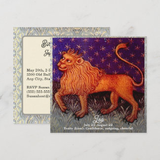 Leo Lion Zodiac Sign Horoscope Birthday Party Einladung