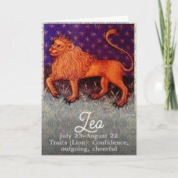 Leo Lion Zodiac Sign Horoscope Birthday Party Karte