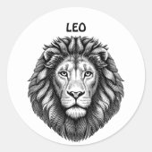 Leo Lions Head Zodiac Art Illustration Runder Aufkleber (Vorderseite)