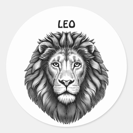 Leo Lions Head Zodiac Art Illustration Runder Aufkleber (Vorderseite)