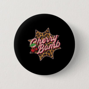 Leo Look Vintage Retro Cherry Bomb Tattoo Rockabil Button