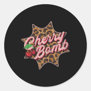 Leo Look Vintage Retro Cherry Bomb Tattoo Rockabil Runder Aufkleber