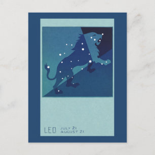 Leo Löwe Sternbild Vintage Tierkreis Astrologie Postkarte