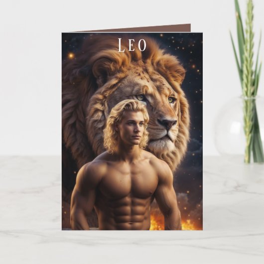 Leo Male Birthday Card Feiertagskarte (Vorderseite)