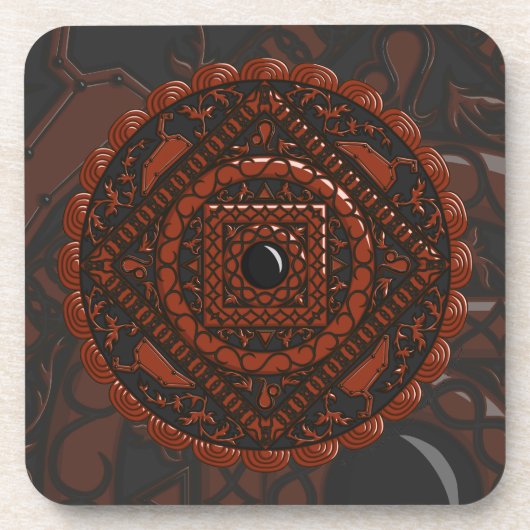 Leo Mandala Square Untersetzer (Vorderseite)