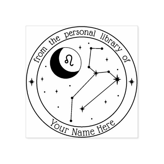 Leo Personalisiert Zodiac Book Briefmarke Gummistempel (Prägung)