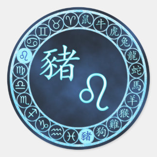 Leo/Pig Runder Aufkleber