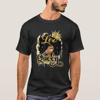Leo Queen Afro Girl Zodiac Signs Geburtstagsgesche T-Shirt