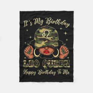 Leo Queen Black Woman mit Cap Camouflage Es ist me Fleecedecke