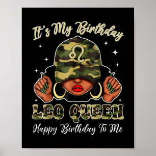 Leo Queen Black Woman mit Cap Camouflage It's Poster