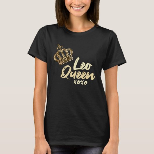 Leo Queen Leopard Print July August Zodiac Sign As T-Shirt (Vorderseite)