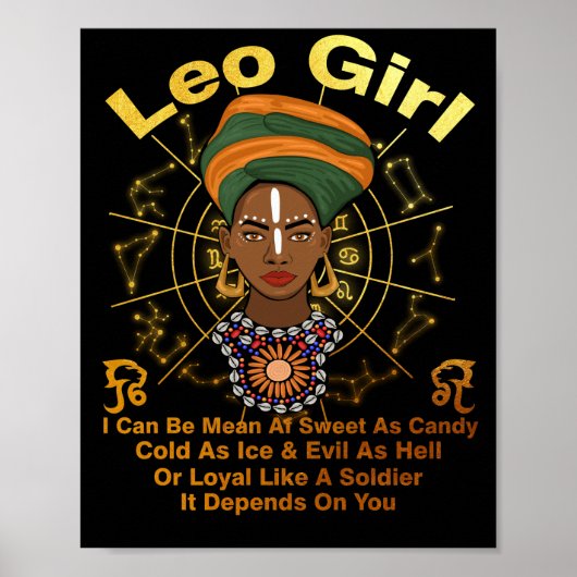 Leo Queen Sweet as Candy Birthday für schwarze Fra Poster (Vorne)