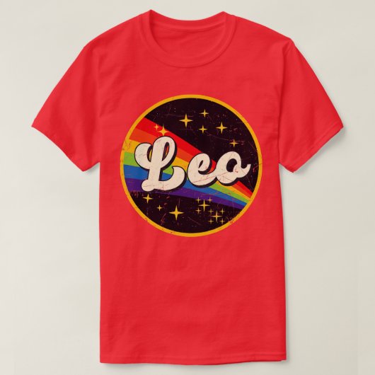 Leo Rainbow in Space Vintag GrungeStyle T-Shirt (Design vorne)