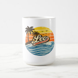 Leo Retro-Sonnenuntergang-Name-Design Kaffeetasse