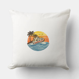 Leo Retro Sonnenuntergang Namensdesign Kissen
