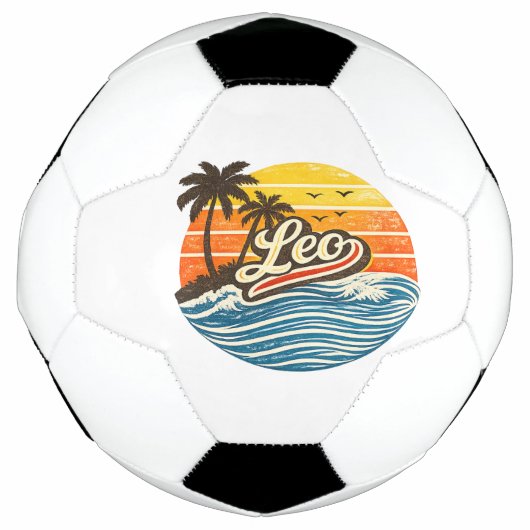 Leo Retro Sunset Name Design Fußball (Vorderseite)