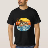 Leo Retro Sunset Name Design T-Shirt (Vorderseite)