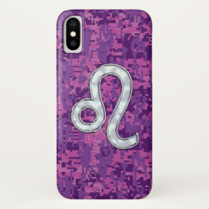 Leo Sign auf Girly Pink Fuchsia Digitale Camouflag Case-Mate iPhone Hülle