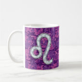 Leo Sign auf Girly Pink Fuchsia Digitale Camouflag Kaffeetasse (Links)