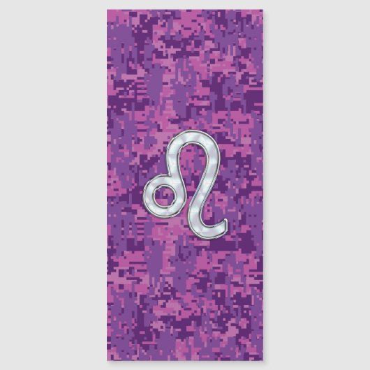 Leo Sign auf Girly Pink Fuchsia Digitale Camouflag Magnetkarte (Vorderseite)