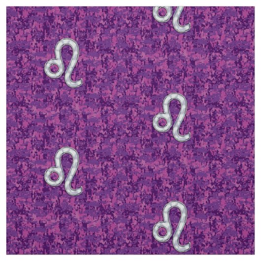 Leo Sign auf Girly Pink Fuchsia Digitale Camouflag Stoff (Muster)