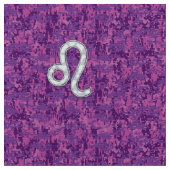Leo Sign auf Girly Pink Fuchsia Digitale Camouflag Stoff (Nahaufnahme)