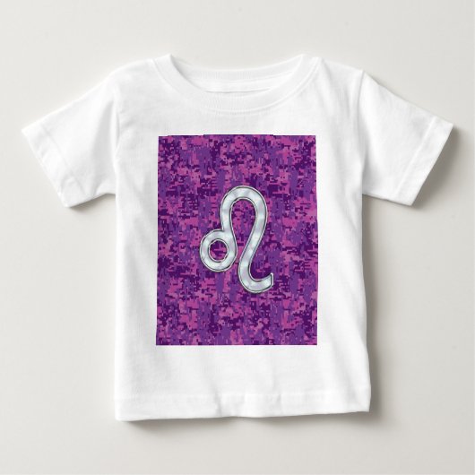 Leo Sign auf Pink Fuchsia Digital Camouflage Baby T-shirt (Vorderseite)