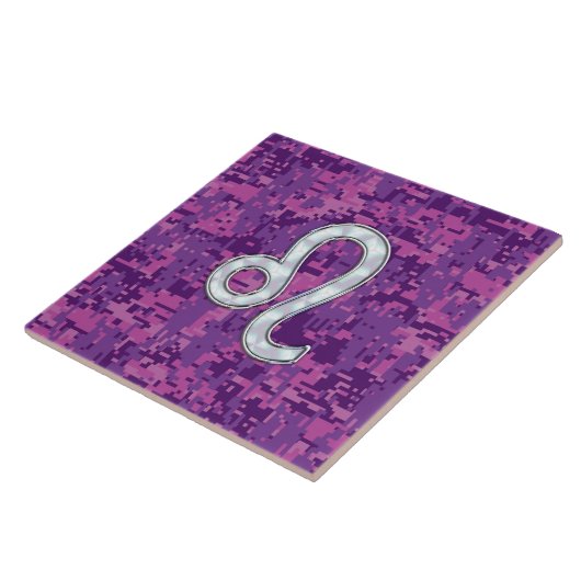 Leo Sign auf Pink Fuchsia Digital Camouflage Fliese (Seite)