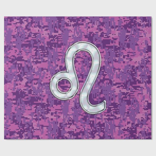 Leo Sign auf Pink Fuchsia Digital Camouflage Geschenkpapier (Flach)
