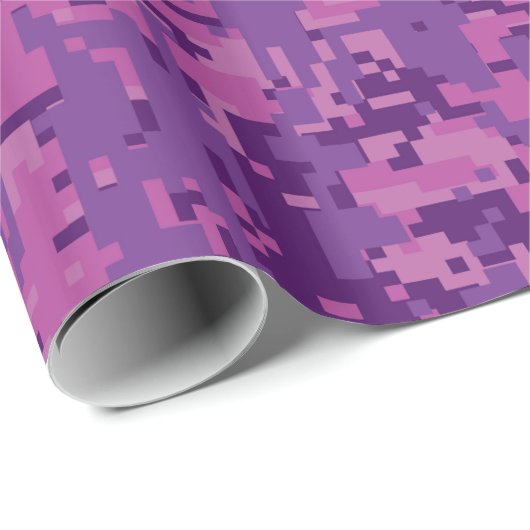Leo Sign auf Pink Fuchsia Digital Camouflage Geschenkpapier (Rolleneckpunkt)