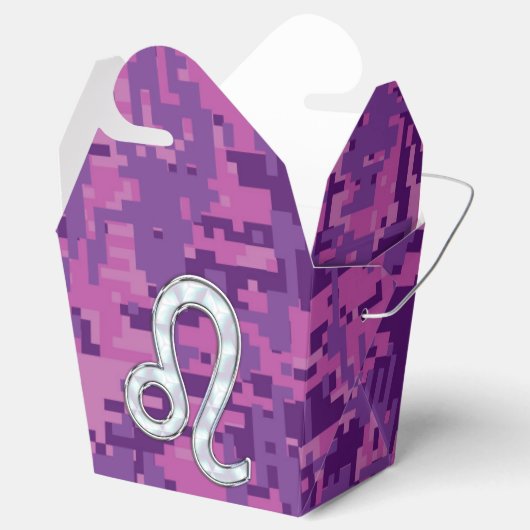 Leo Sign auf Pink Fuchsia Digital Camouflage Geschenkschachtel (Geöffnet)