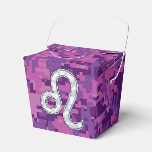 Leo Sign auf Pink Fuchsia Digital Camouflage Geschenkschachtel (Vorderseite)