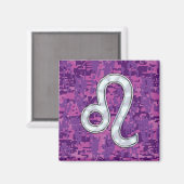 Leo Sign auf Pink Fuchsia Digital Camouflage Magnet (Vorderseite/Rückseite)